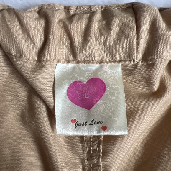 Just‎ love Women's Pants Relaxed Cargo Elastic Waist Tie Size Large Tan - Picture 8 of 10